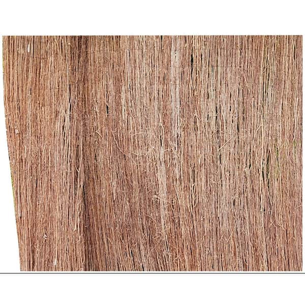 96 in. L x 72 in. H Brown Elm Wood Branch Privacy Rolled Fence