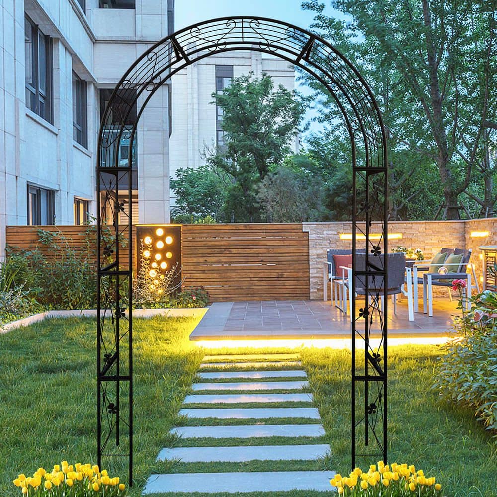 98 in. Black Metal Garden Arch Arbor Trellis with Wedding Arch Party Events Archway price history on PriceWatchPro
