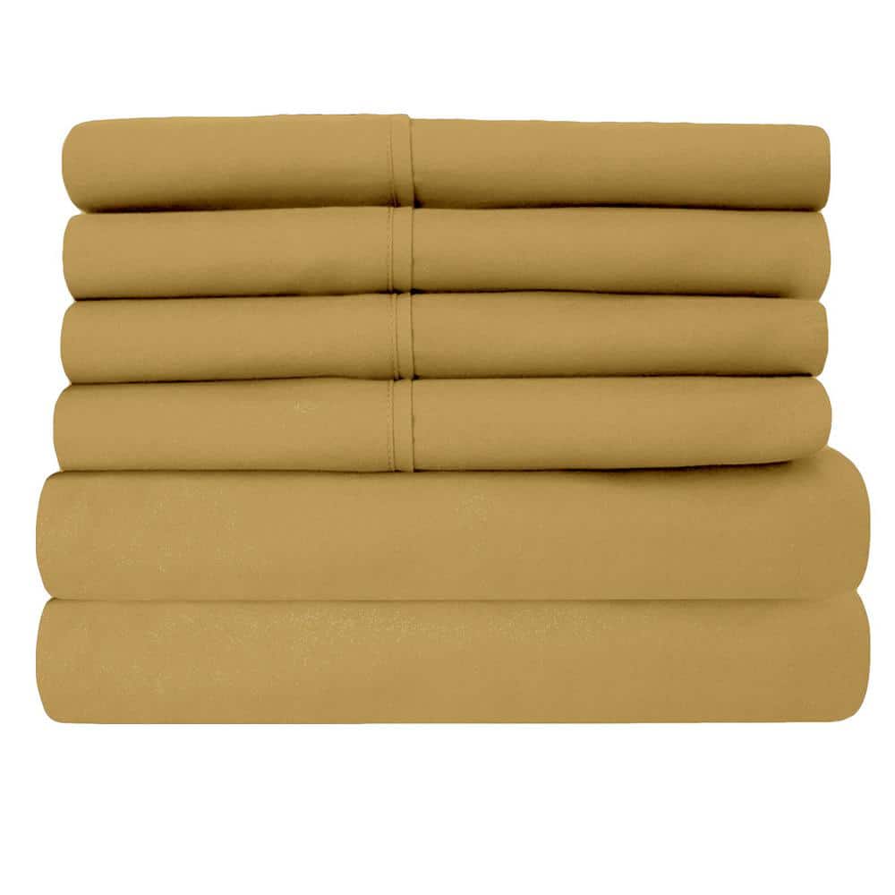 Super-Soft 1600 Series 6-Pieces Gold King Double-Brushed Bed Sheets Set price history on PriceWatchPro