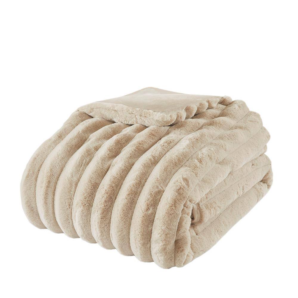 Taupe Full Faux Fur Reversible Comforter Set