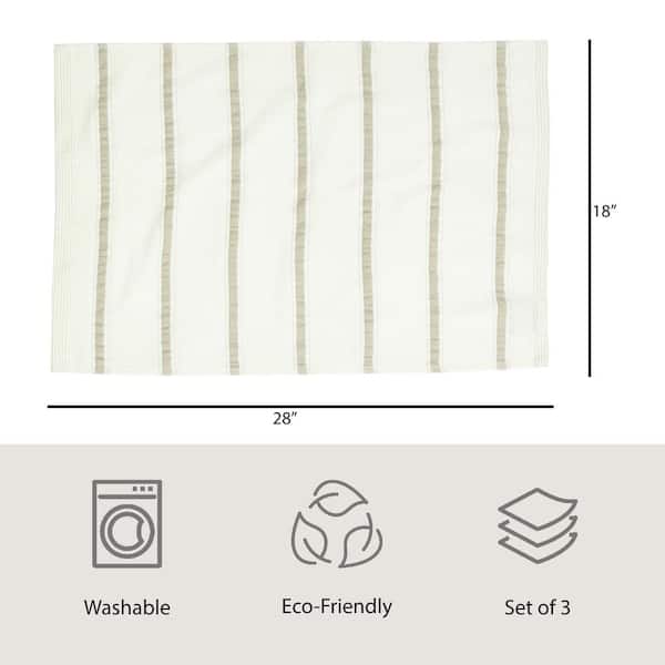 Nautica Natural Beige Solid/Stripe Combo 100% Cotton Kitchen