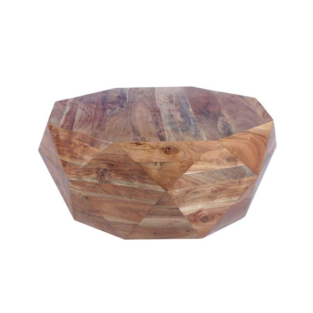 Natural Brown Acacia Wood Octagonal Coffee Table