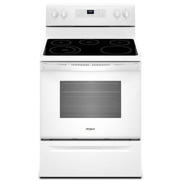 Whirlpool 5.3 cu. ft. Electric Range with Steam Clean and 5 Elements in White