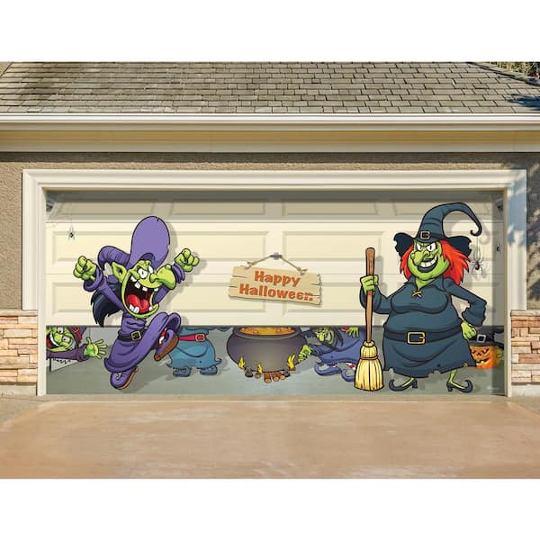 My Door Decor 7 ft. x 8 ft. Happy Halloween Jack-O-Lanterns Garage Door  Decor Mural for Single Car Garage 285903HALL-005 - The Home Depot