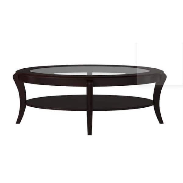 Leick Home 33 in. Chocolate Cherry Oval Wood Top Coffee Table with