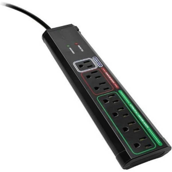 7-Outlet Power Strip Surge Proction Energy Saving with Autoswitching in Black