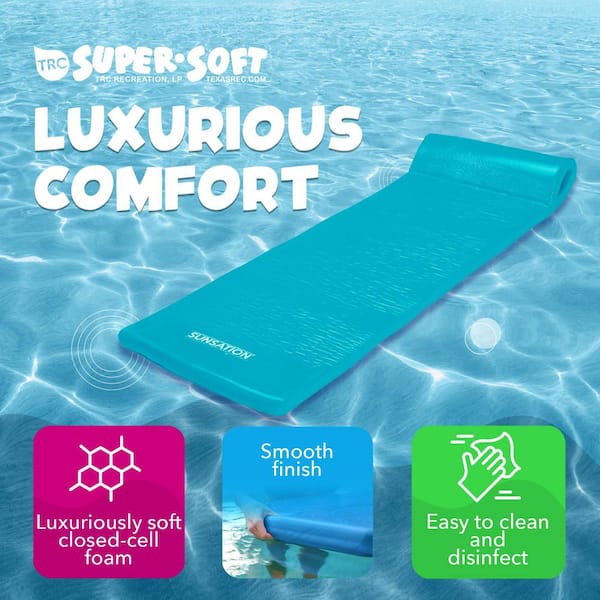 Sunsation 1.75" Thick Foam Lounger Raft Pool Float, Tropical Teal