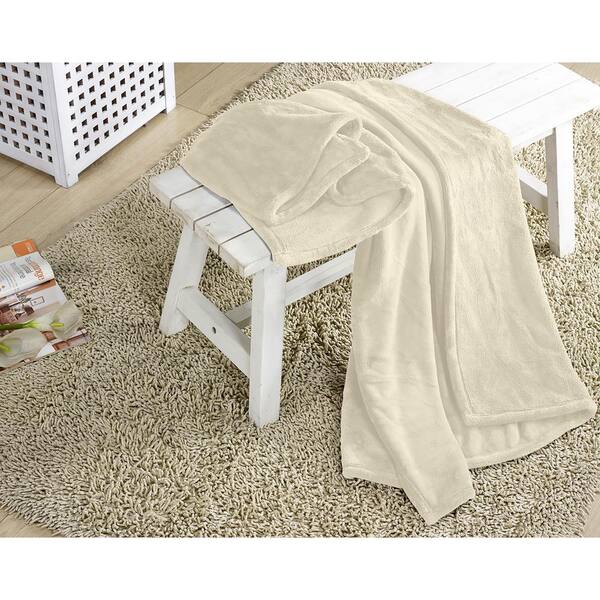 Unbranded Arielle Ivory Polyester Throw Blanket