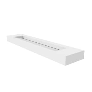 Pyramid 84 in. Wall Mount Solid Surface Single-Basin Rectangle Non Vessel Sink Matte White Bathroom without Faucet Hole