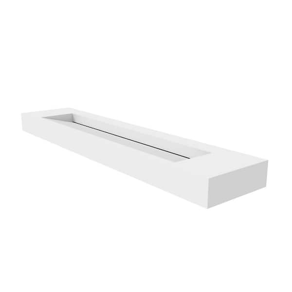 Pyramid 84 in. Wall Mount Solid Surface Single-Basin Rectangle Non Vessel Sink Matte White Bathroom without Faucet Hole