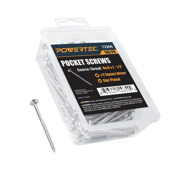 #2 x 2-1/2 in. Square Maxi-Loc Head Coarse Zinc-Plated Steel Pocket-Hole Screw for 72248 & 72249 Pocket Hole Jig (100PK)