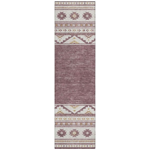 Chantille Machine Washable Indoor/Outdoor Abstract ACN3075 Plum 2 ft. x 7 ft. Runner Rug