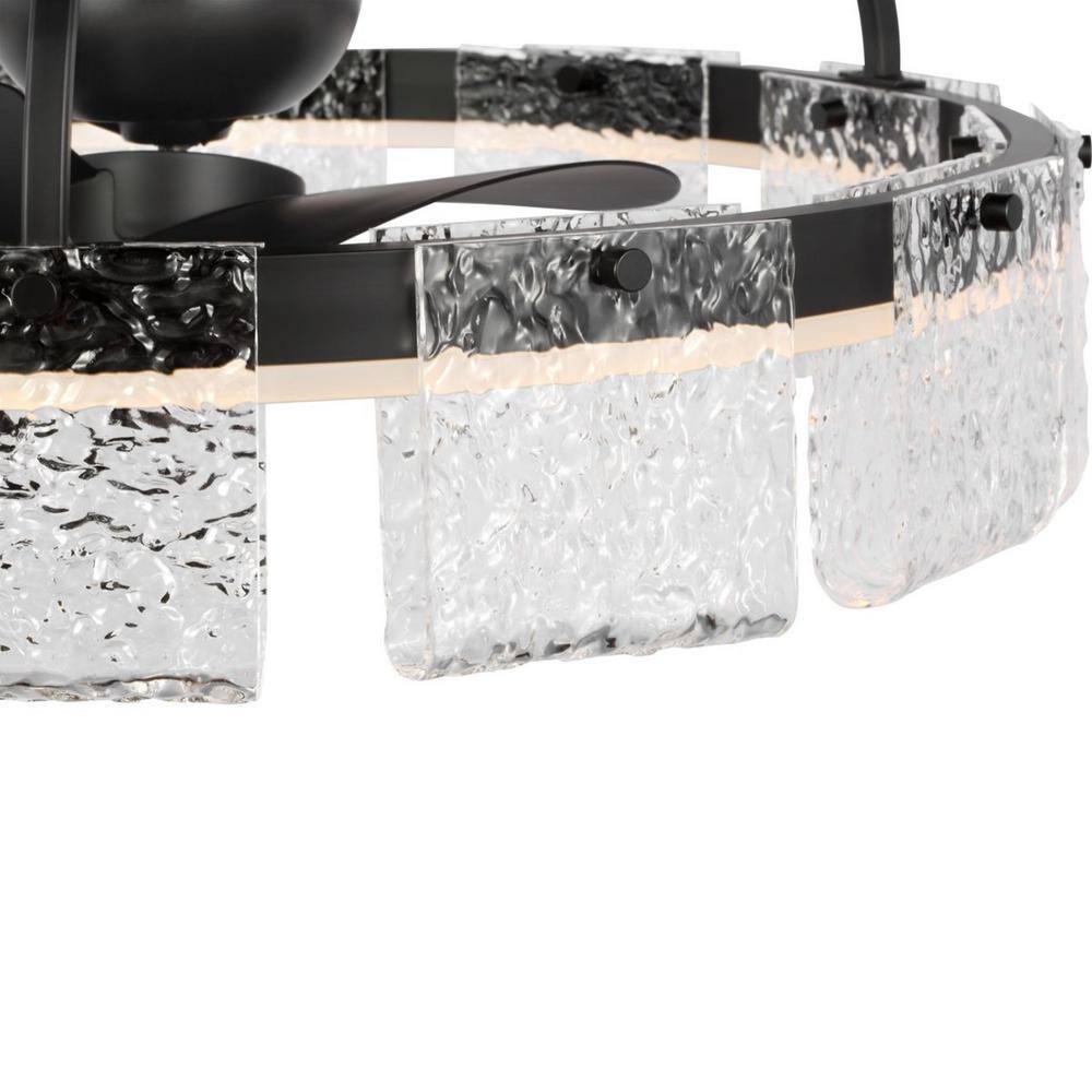 Matte Black Low Profile LED Chandelier Ceiling Fan with Remote