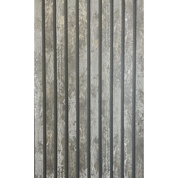 Fine Decor Oxidize Grey Vertical Slats Matte Non-pasted Vinyl Wallpaper