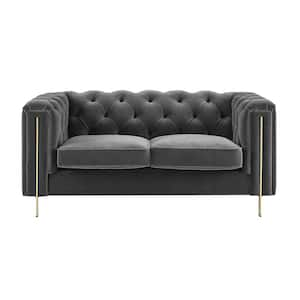 Charlene 66 in. W Gray Velvet Loveseat