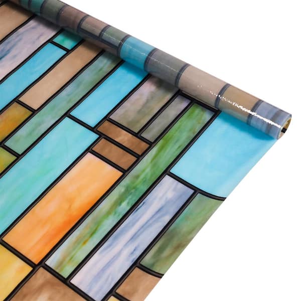 Shatex Electrostatic Imitation wood grain Decorative Window Film，23.6*39.4 Inch