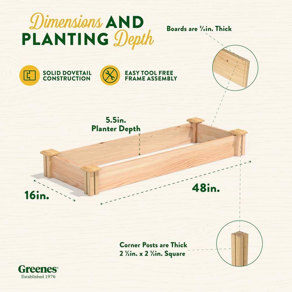 Premium Cedar Raised Garden Bed, 16" x 48" x 5.5"