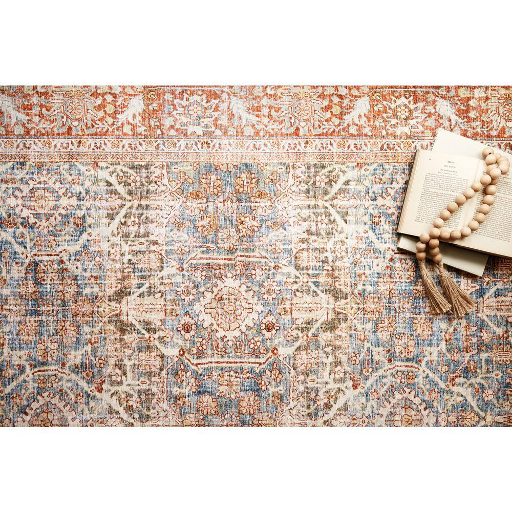 Layla Blue and Rust Synthetic Vintage Area Rug