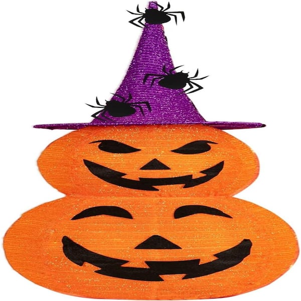 Jushua 3FT Collapsible Pumpkin with 8 Light Modes & 55 LED, Jack-o