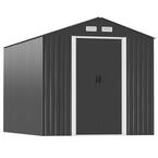 JAXPETY 8 ft. W x 12 ft. D Large Outdoor Storage Metal Shed Garden Tool ...