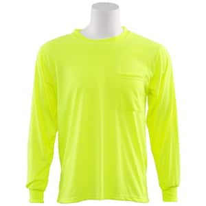 9602 Men's XL HI Viz Lime Non-ANSI Long Sleeve Poly Jersey T-Shirt
