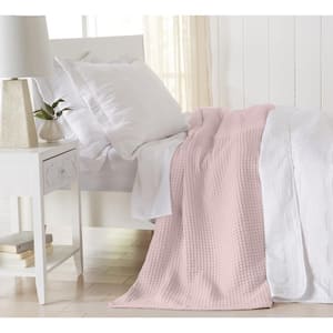 Pink 100% Cotton Twin Lightweight Waffle Weave Blanket