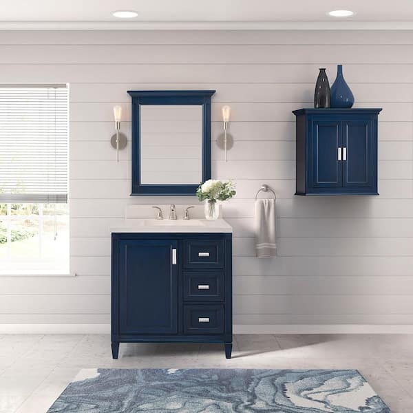 ZNTS 35'' x 28'' Royal Blue Wall Mounted Bathroom Storage Cabinet