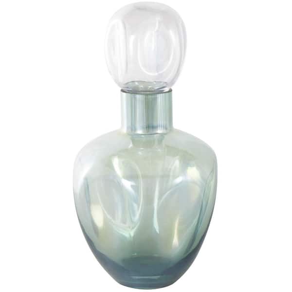 Litton Lane Green Glass Ombre Decorative Jars with Iridescent Finish