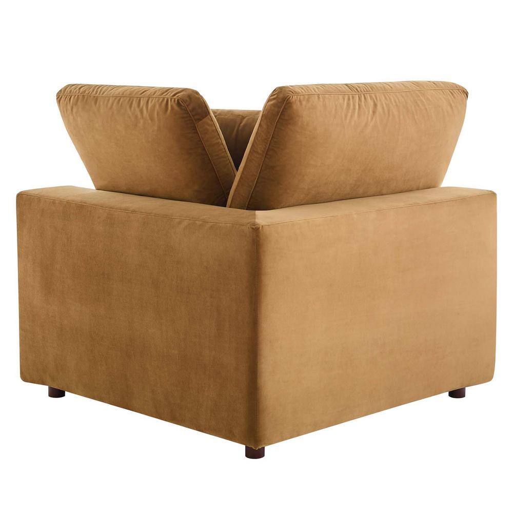 Cognac Performance Velvet Overstuffed Corner Chair 40"