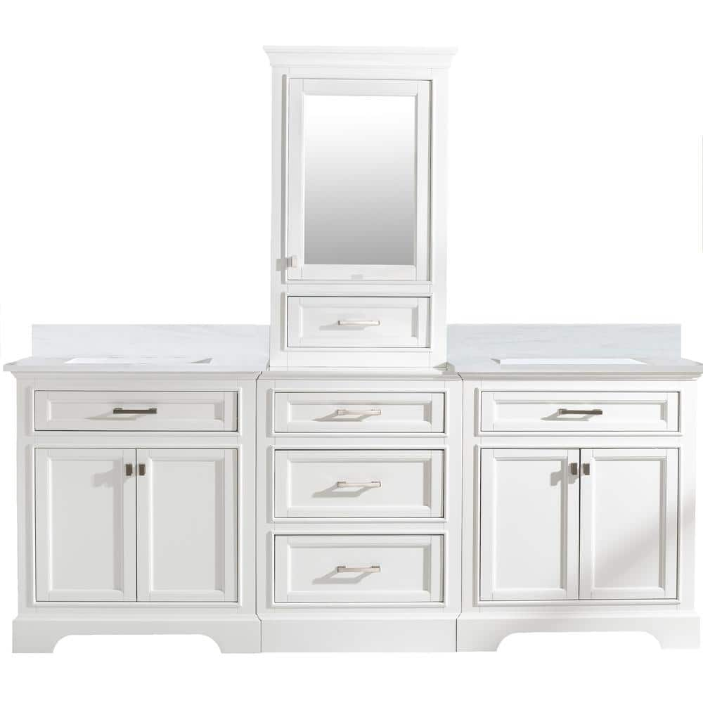 Design Element Milano 84 in. W x 22 in. D Bath Vanity in White with Quartz  Vanity Top in White with White Basin ML-84MC-WT - The Home Depot