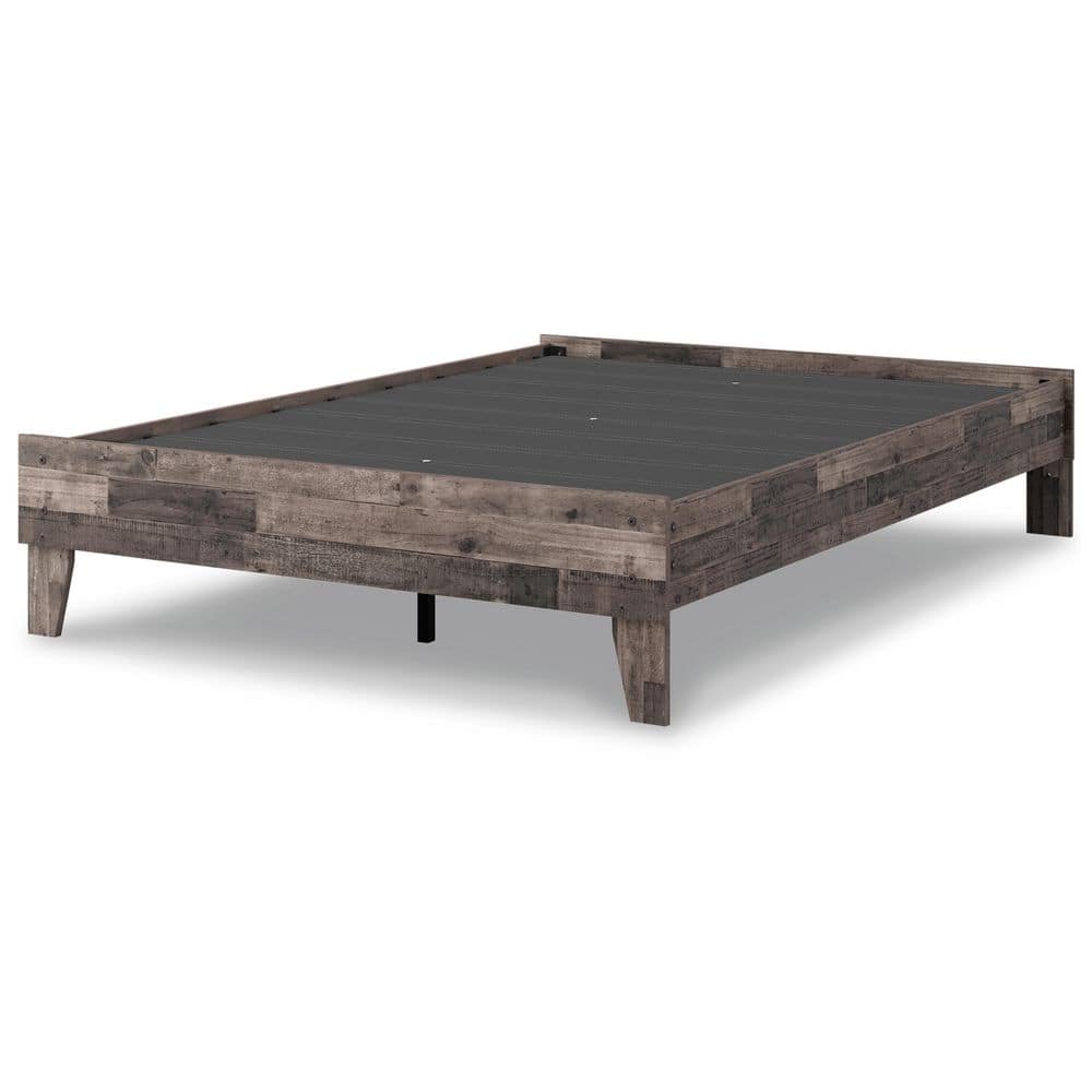 Neilsville Rustic Gray Full Wood Platform Bed with Headboard
