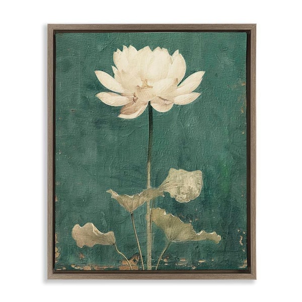 Stupell Industries Vintage Floral Bud by RileyB Brown Floater Frame Nature Graphic Art Print 21 in. x 17 in.