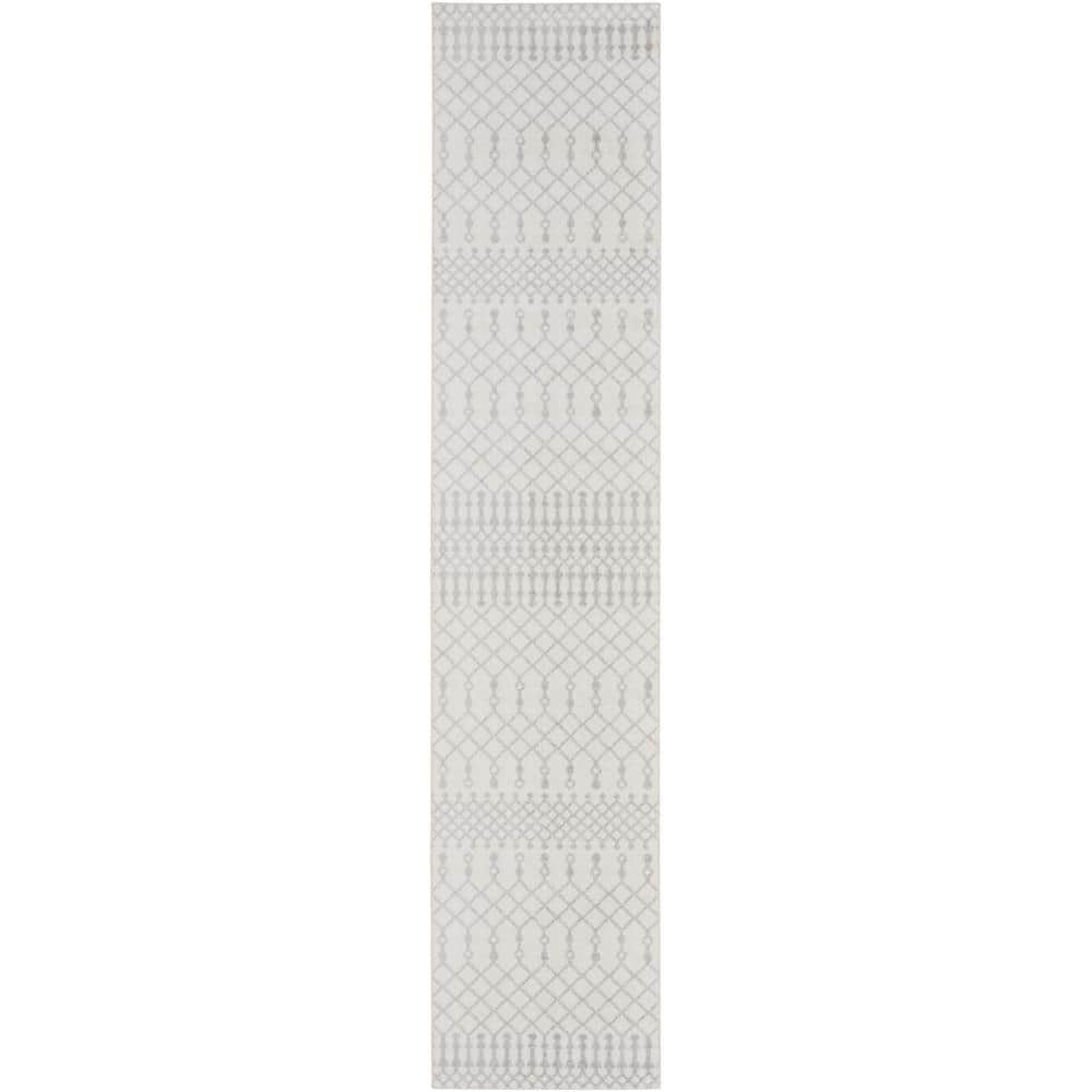 Nourison Astra Machine Washable Ivory 2 ft. x 10 ft. Moroccan ...