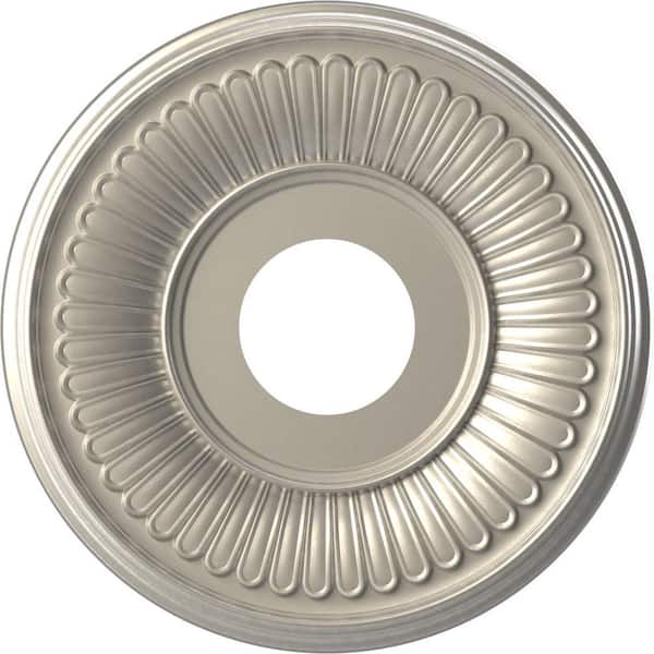Ekena Millwork 13 in. O.D. x 3-1/2 in. I.D. x 3/4 in. P Berkshire Thermoformed PVC Ceiling Medallion in Bright Coat Aluminum