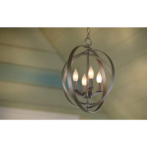 Progress Lighting Equinox 3-Light Burnished Silver Transitional Globe Medium Hanging Pendant Light