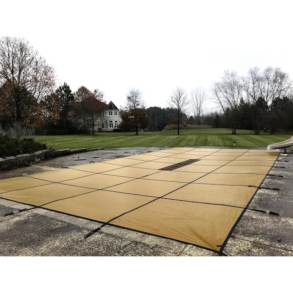 Water Warden 20 ft. x 40 ft. Rectangle Solid Tan In Ground Pool Safety Cover, ASTM F1346 Certified