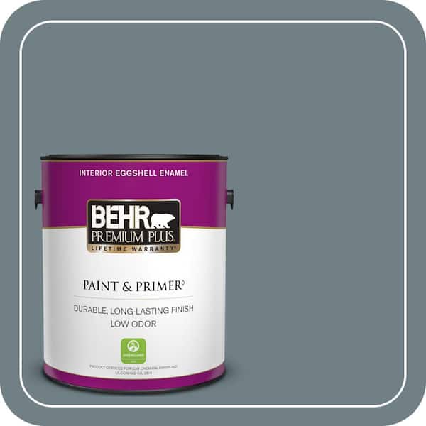 BEHR PREMIUM PLUS 1 gal. #BXC-48 Courtyard Blue Eggshell Enamel Low Odor Interior Paint & Primer