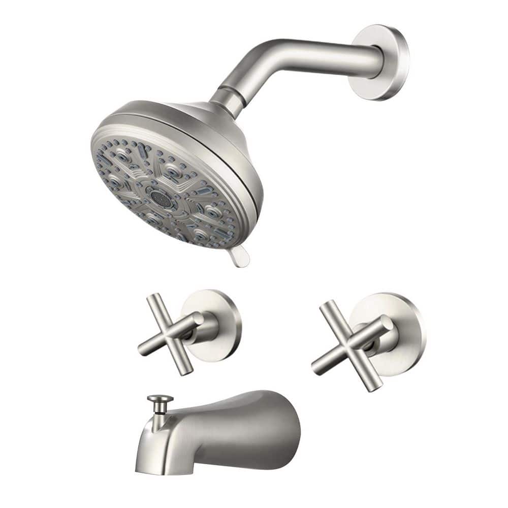5 in. 2-Handle 10-Spray Shower Faucet 1.8 GPM with Bathtub Faucet in Brushed Nickel price history on PriceWatchPro