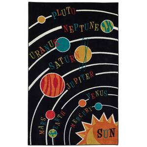 Solar System Black 7 ft. 6 in. x 10 ft. Contemporary Area Rug