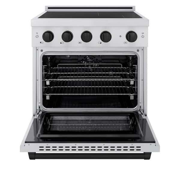 Autograph 30 in. 4.2 cu. ft. Paramount Induction Range with 4 Element Cooktop in Stainless Steel with Matte Black Accent