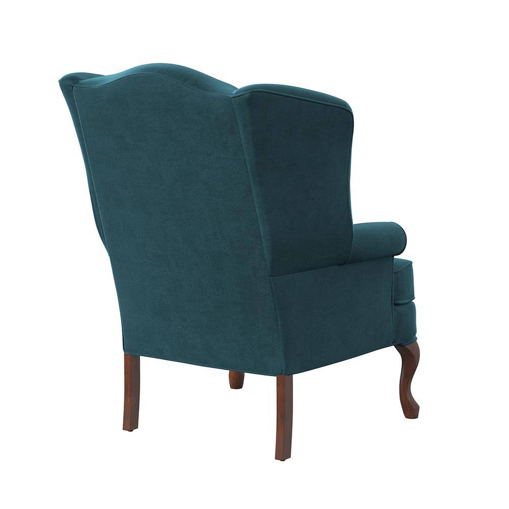 Elizabeth Ocean Blue Velvet-Feel Microfiber Wingback Chair