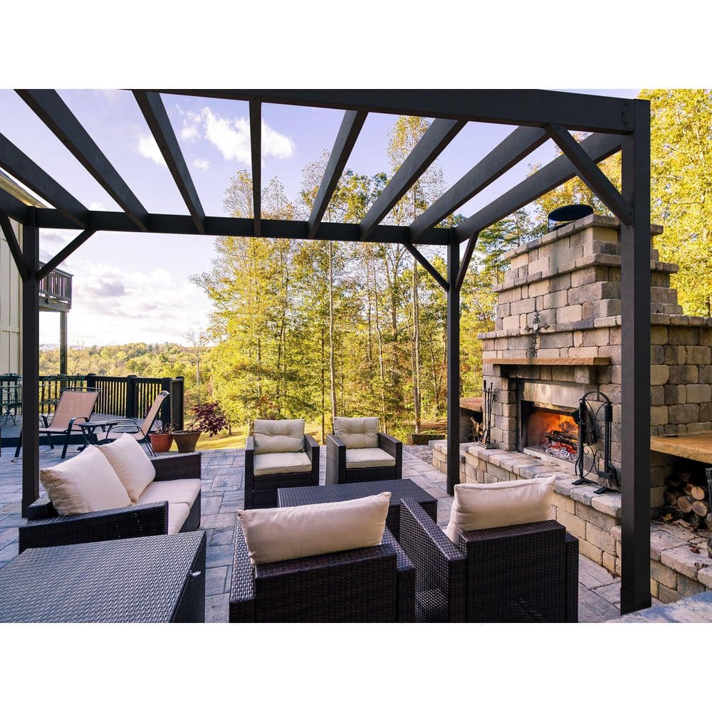 Modern Heavy Duty Black Steel 8 ft x 12 ft Pergola Kit