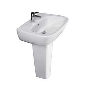 Elena 600 Pedestal Combo Bathroom Sink in White