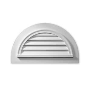 43 in. x 25 in. Half Round White Polyurethane Weather Resistant Gable Louver Vent