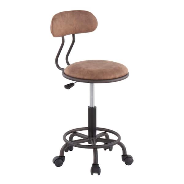 null Swift Adjustable Brown Fabric and Antique Metal Task Chair