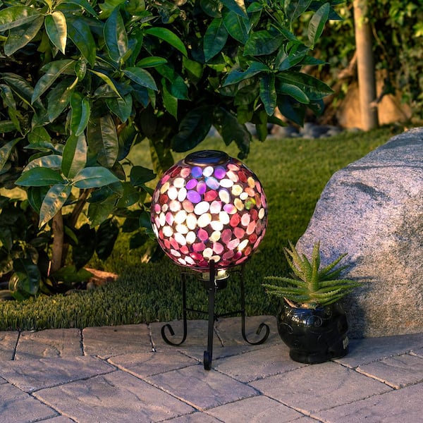 Traditional Solar Power Sphere Pillar Garden Ornament Outdoor Statue Ball Globe 