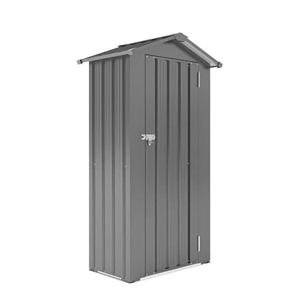 2.5 ft. W x 1.4 ft. D Metal Outdoor Storage Shed, Lockable Garden Tool Sheds , Galvanized Iron Sheet, Black(3.5 sq. ft.)