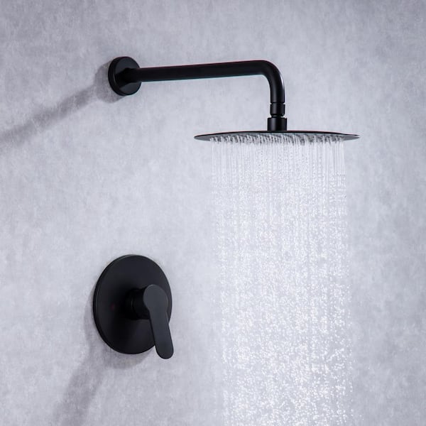 10 in. Shower Head Single-Handle 1-Spray Round High Pressure Shower Faucet with Rainfall Water in Matte Black