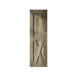22 in. x 84 in. X-Frame Classic Gray Solid Natural Pine Wood Panel Interior Sliding Barn Door Slab with Frame
