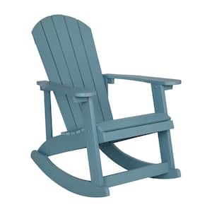 Green Plastic Outdoor Rocking Chair in Green
